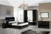 Chambre complète moderne 6 pièces bois brillant noir Mona 160 - Photo n°1