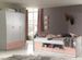 Chambre enfant 90x200 cm 2 pièces lit multi-rangement et armoire 3 portes bois rose et blanc Bonny - Photo n°1