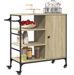 Chariot de cuisine en bois et métal Renivo 85 cm - 1 porte et 3 niveaux - Photo n°1