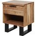 Table d'appoint 1 tiroir bois massif et pieds acier noir Kinoa 48 cm - Photo n°2