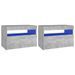 Chevet avec lumières LED 2 pcs Gris béton 60x35x40 cm - Photo n°1