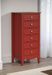 Chiffonnier 6 tiroirs bois massif rouge et naturel Elisa - Photo n°4