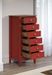 Chiffonnier 6 tiroirs bois massif rouge et naturel Elisa - Photo n°6