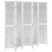 Cloison de séparation 5 panneaux blanc bois de paulownia massif - Photo n°2