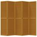 Cloison de séparation 5 panneaux marron bois paulownia massif - Photo n°4