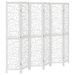 Cloison de séparation 6 panneaux blanc bois de paulownia massif - Photo n°1