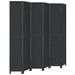 Cloison de séparation 6 panneaux noir bois de paulownia massif - Photo n°1
