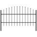Clôture de jardin à dessus en lance Acier (0,75-1)x1,7 m Noir - Photo n°1