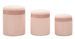 Coffre à rideaux bouffants rose, lot de 3 pièces, dimensions : ø 40,5 x 49,5 cm, 35 x 42 cm, 31 x 38 cm - Photo n°1