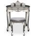 Coiffeuse avec tabouret baroque Pretty Argent - Photo n°1