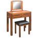 Coiffeuse avec tabouret et miroir Bois d'acacia massif - Photo n°1
