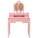 Coiffeuse avec tabouret et miroir pliable en 3 Rose - Photo n°4