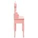 Coiffeuse avec tabouret et miroir pliable en 3 Rose - Photo n°5