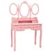 Coiffeuse avec tabouret et miroir pliable en 3 Rose - Photo n°2