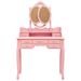 Coiffeuse avec tabouret et miroir pliable en 3 Rose - Photo n°4