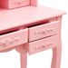 Coiffeuse avec tabouret et miroir pliable en 3 Rose - Photo n°8