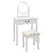 Coiffeuse et tabouret Blanc 65x36x128 cm Bois de paulownia MDF - Photo n°1