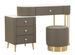 Coiffeuse Sharon grise avec tabouret et plateau effet marbre - Photo n°1