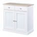 Commode 2 portes 2 tiroirs pin massif clair et blanc Caly - Photo n°1