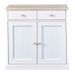 Commode 2 portes 2 tiroirs pin massif clair et blanc Caly - Photo n°2