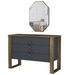 Commode 3 tiroirs avec miroir mural bois foncé et anthracite Luko 110 cm - Photo n°1