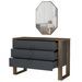 Commode 3 tiroirs avec miroir mural bois foncé et anthracite Luko 110 cm - Photo n°2