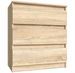 Commode 3 tiroirs bois chêne clair Selan - Photo n°1