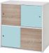 Commode 4 petites portes naturel et bleu Clic - Photo n°1