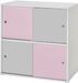 Commode 4 petites portes rose et gris Clic - Photo n°1