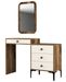 Commode 4 tiroirs avec miroir mural bois foncé et crème Kindo 124 cm - Photo n°1