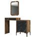 Commode 4 tiroirs avec miroir mural bois foncé et noir effet marbre Kindo 124 cm - Photo n°1
