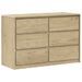 Commode 6 tiroirs en bois de pin couleur chêne 111 cm - Élégance et fonctionnalité pour votre intérieur - Photo n°3