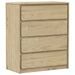 Commode 4 tiroirs en bois de pin couleur chêne 77 cm - Élégance pour votre intérieur - Photo n°3