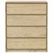 Commode 4 tiroirs en bois de pin couleur chêne 77 cm - Élégance pour votre intérieur - Photo n°1