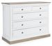 Commode bois de manguier blanc 5 tiroirs Lony L 118 cm - Photo n°1