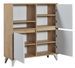 Commode haute 3 portes frêne blanc et bois naturel Valdis 97 cm - Photo n°3