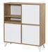 Commode haute 3 portes frêne blanc et bois naturel Valdis 97 cm - Photo n°4