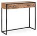 Console 2 tiroirs en bois clair d'acacia vernis mat et acier noir Makune 90 cm - Photo n°2