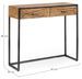 Console 2 tiroirs en bois clair d'acacia vernis mat et acier noir Makune 90 cm - Photo n°4