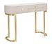 Console Beauty bois beige effet marbre 3 tiroirs dorés - Photo n°1