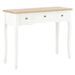 Console coiffeuse 3 tiroirs pin massif clair et blanc Moram - Photo n°1