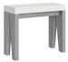 Console extensible blanche pieds bois gris béton 8 personnes 40 à 196 cm Naxo - Photo n°1
