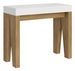 Console extensible blanche pieds bois naturel 12 personnes 40 à 300 cm Naxo - Photo n°1