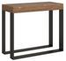Console extensible pin massif teinté foncé et pieds métal anthracite 12 personnes 40 à 300 cm Elatra - Photo n°1