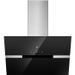 CONTINENTAL EDISON H9062BV - Hotte inclinée déco 90 cm, noir en verre avec bande inox - Photo n°1