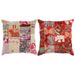 Coussin Patchwork 2 pcs fait à la main 45 x 45 cm Rouge/Beige - Photo n°1