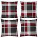 Coussins décoratifs 4 pcs Carreaux rouges 40x40 cm Tissu - Photo n°1