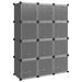 Cubes de rangement 12 pcs avec portes Noir PP - Photo n°2