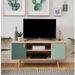 Meuble TV 2 portes - Style vintage - Chene clair et vert pastel - L 116 x P 39,5 x H 53,5 cm - Photo n°2