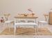 Ensemble 1 table extensible 4 chaises 1 banc bois naturel et blanc Kontante - Photo n°1